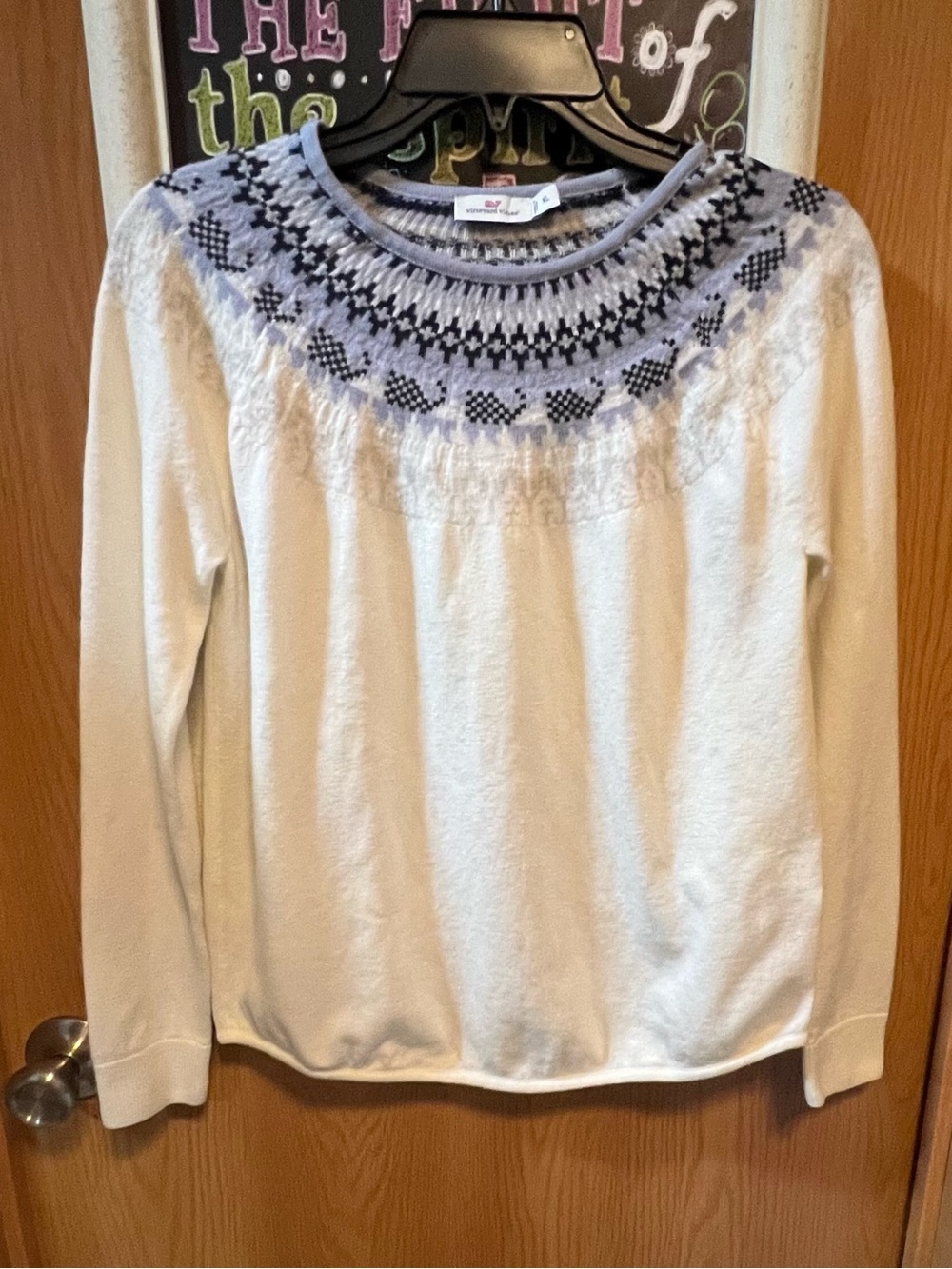 Vineyard VinesCrewneck Sweater with Lavender Fair Isle Yoke